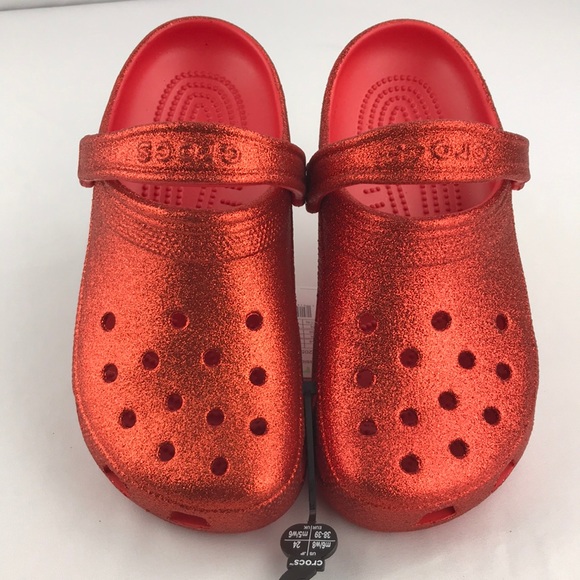 Crocs, Classic Red Glitter Clogs. SZ: 8,9. NWT - Picture 1 of 4
